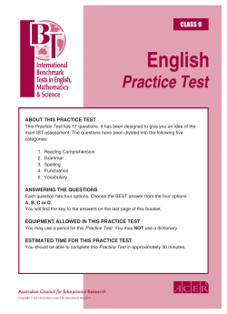 English - IBT - IBT | ACER - Australian Council for Educational
