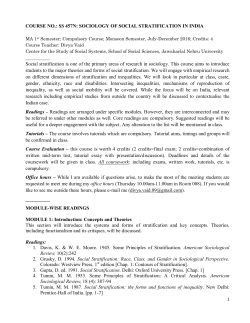 COURSE NO.: SS 457N: SOCIOLOGY OF SOCIAL