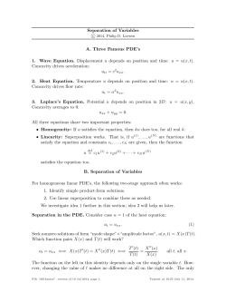 Separation of Variables A. Three Famous PDE`s 1. Wave Equation