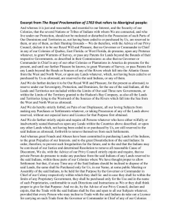Excerpt from The Royal Proclamation of 1763 that refers to