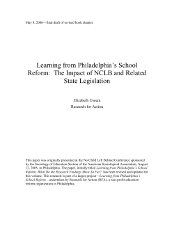 Learning from Philadelphia`s School Reform: The Impact of NCLB