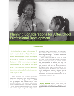 Planning Considerations for Afterschool Professional Development