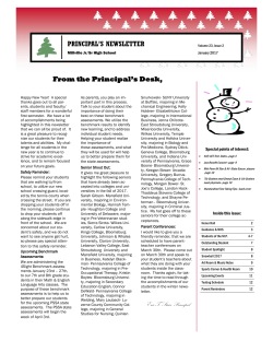 January 2017 Principal`s Newsletter