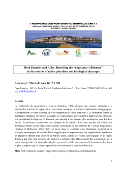 Both Enemies and Allies. Resolving the &ldquo;negotiator`s dilemma&rdquo;