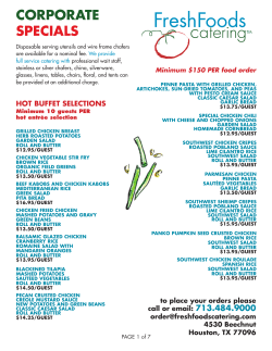 Corporate Specials - Fresh Foods Catering