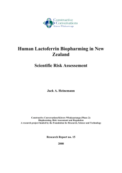Human Lactoferrin Biopharming in New Zealand