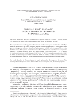 marcjalis wśr&oacute;d wandal&oacute;w. epigram skoptyczny luxoriusa a tradycja