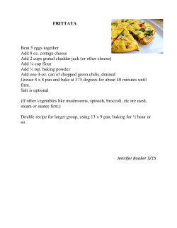 FRITTATA Beat 5 eggs together Add 8 oz. cottage cheese Add 2