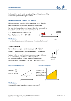 Model the motion Information sheet Scalars and vectors