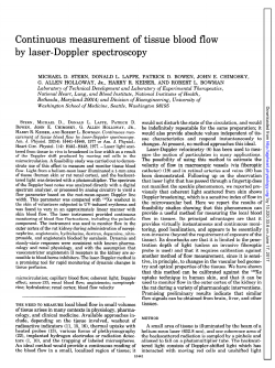 Continuous measurement of tissue blood flow by laser