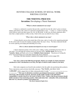 Developing a Thesis Statement