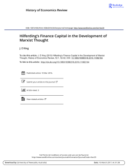 Hilferding`s Finance Capital in the Development of Marxist Thought