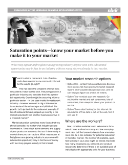 Saturation points&mdash;know your market before you make it to your market
