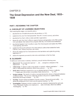 The Great Depression and the New Deal, 1933- 1939
