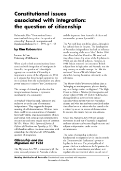 Rubenstein, Kim &ldquo;Constitutional issues associated with integration