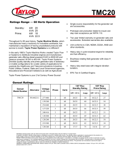 Standby: kW 20 kVA 25 Prime: kW 18 kVA 22.5 Ratings Range &mdash; 60
