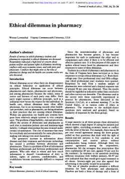 Ethical dilemmas in pharmacy