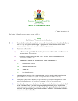 Consumer Protection Council Act Laws of the Federation of