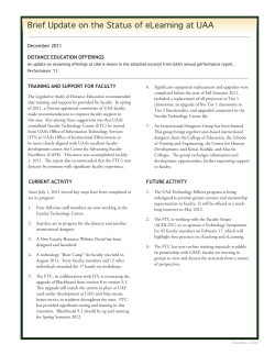 Brief Update on the Status of eLearning at UAA