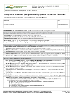 Anhydrous Ammonia (NH3) Vehicle/Equipment Inspection Checklist