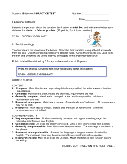 PRACTICE TEST Spanish 1B lecci&oacute;n 5