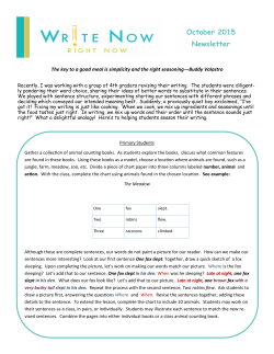 Oct 2015 Newsletter - Write Now Right Now