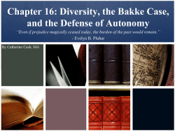 Chapter 16: Diversity, the Bakke Case, and the Defense of Autonomy