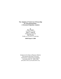 The Adoption of Total Cost of Ownership for Sourcing Decisions &ndash; A