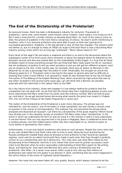 The End of the Dictatorship of the Proletariat!