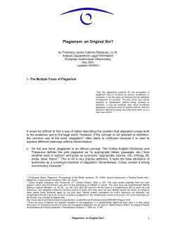 Plagiarism: an Original Sin?