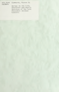 Eulogy for Abraham Lincoln May 8, 1865. by the