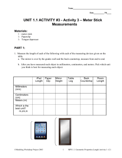 UNIT 1.1 ACTIVITY #3 - Activity 3 &ndash; Meter Stick Measurements