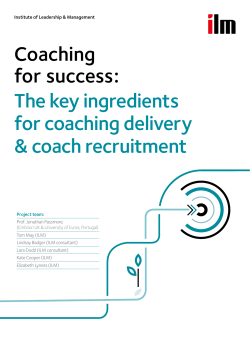 Coaching for success: The key ingredients for coaching delivery