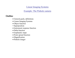 Linear Imaging Systems Example: The Pinhole camera Outline