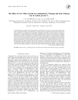 The Effect of New Tiller Growth on Carbohydrates, Nitrogen and