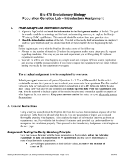 Intro to Population Genetics Lab