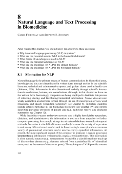 8 Natural Language and Text Processing in Biomedicine