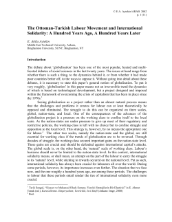 The Ottoman-Turkish Labour Movement and International Solidarity