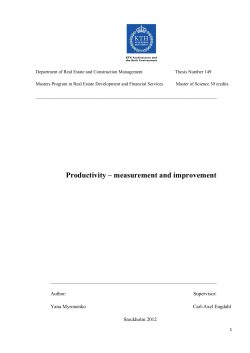Productivity &ndash; measurement and improvement