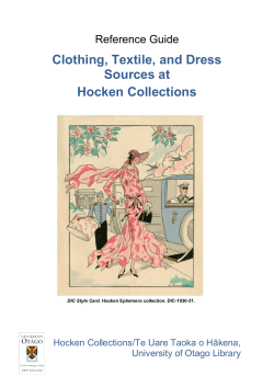 Clothing, Textile, and Dress Sources at Hocken Collections