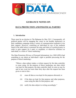 Guidance Notes on Data Protection and Political Parties