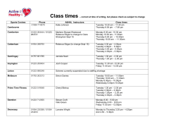 Class times &ndash; correct at time of writing, but please check as subject