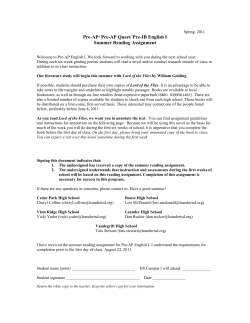 Pre-AP/ Pre-AP Quest/ Pre-IB English I Summer