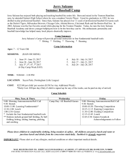 Camp Registration Form - Jerry Salzano Baseball Academy