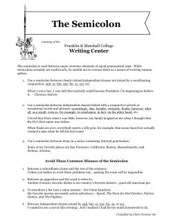 Updated 01/26/15 Semicolons pdf
