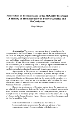 Persecution of Homosexuals in the McCarthy Hearings - E