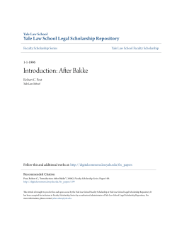 Introduction: After Bakke - Yale Law School Legal Scholarship