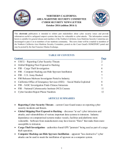 NORTHERN CALIFORNIA AREA MARITIME SECURITY