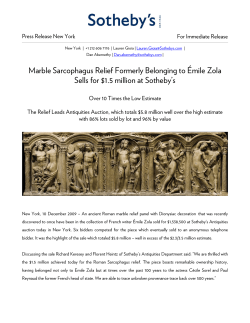 Marble Sarcophagus Relief Formerly Belonging to &Eacute;mile Zola Sells