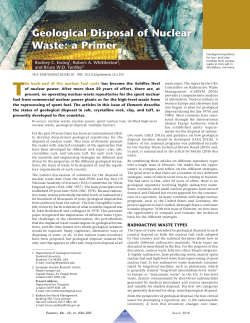 Geological Disposal of Nuclear Waste: a Primer